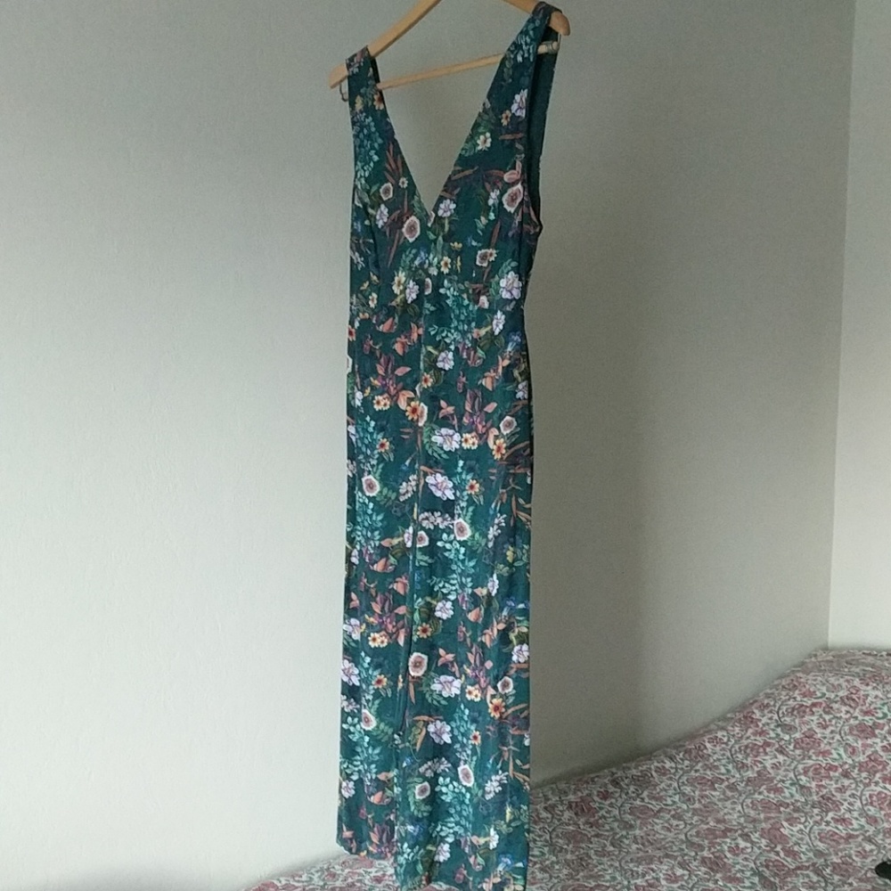 Green floral romper